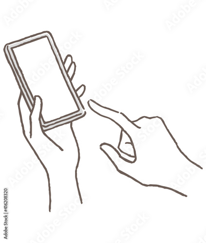 携帯電話を使用している手