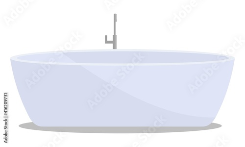 Bathtub with faucet isolated on a white background.