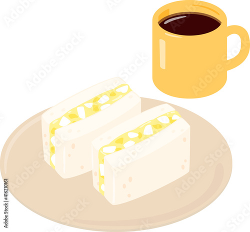 卵サンドとコーヒー