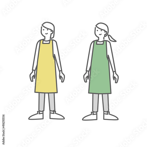 エプロンをつけている人イラスト素材