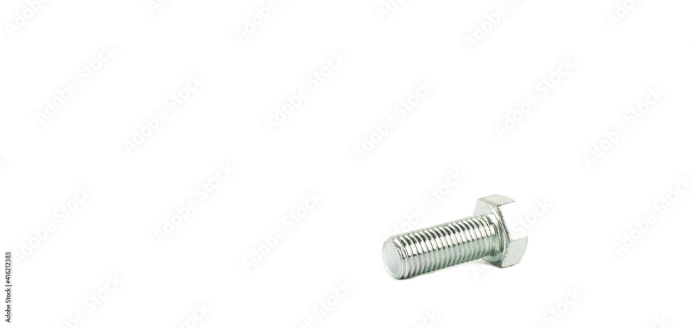 Steel bolts screws on a white background. Thread Steel bolts screws on a white background. Thread