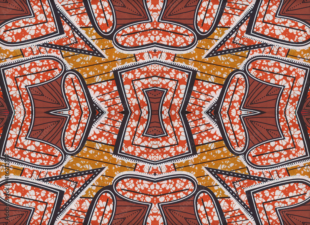 Fototapeta premium Colored African fabric - Seamless pattern, cotton, photo