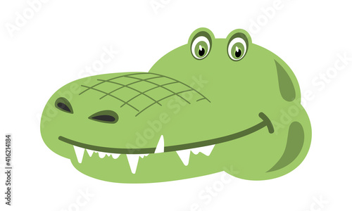 Crocodile head or face. Cute cartoon character. Vector illustration.