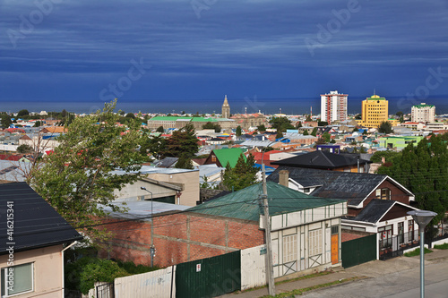 The panoramic view on Punta Arenas, Patagonia, Chile