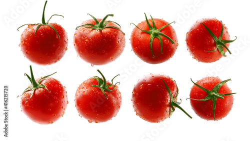 A set of red tomatoes. Isolated on a white background