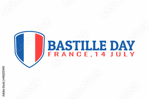 illustration vector graphic of France Bastille Day with Flag and Shield Design