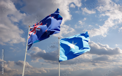 Flags of Somalia and New Zealand.