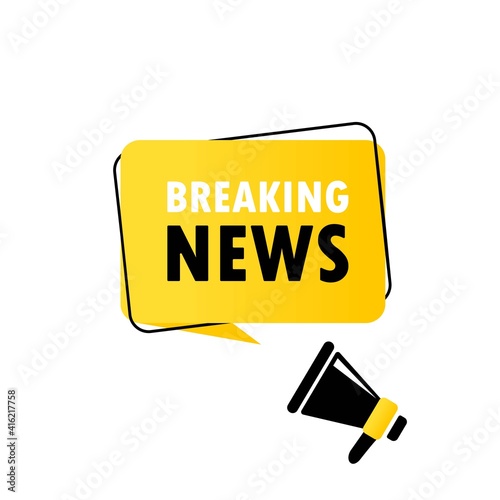 Breaking News. Megaphone with Breaking news speech bubble banner. Loudspeaker. Can be used for business, marketing and advertising. Breaking News promotion text. Vector EPS 10.
