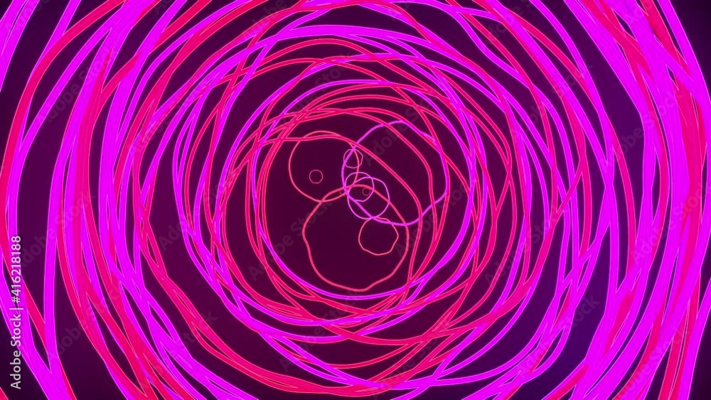 Many thin wavy neon rings, computer generated. 3d rendering glowing backdrop Many thin wavy neon rings, computer generated. 3d rendering glowing backdrop