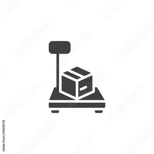 Parcel weighing vector icon. filled flat sign for mobile concept and web design. Cargo scales with box glyph icon. Symbol, logo illustration. Vector graphics