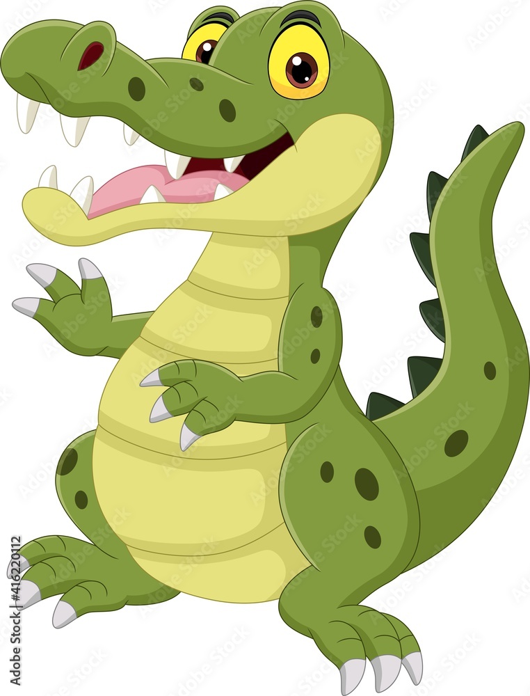 Fototapeta premium Cartoon funny crocodile isolated on white background 