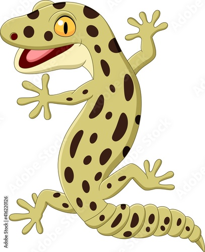 Cartoon gecko isolated on white background