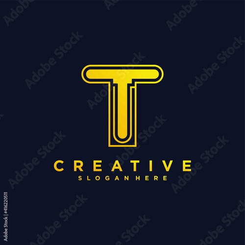 Creative letter t logo with modern,golden color style concept. premium vektor. part 2
