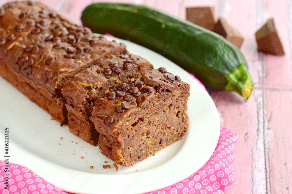 Homemade Zucchini Chocolate Cake with Chocolate Chips Homemade Zucchini Chocolate Cake with Chocolate Chips