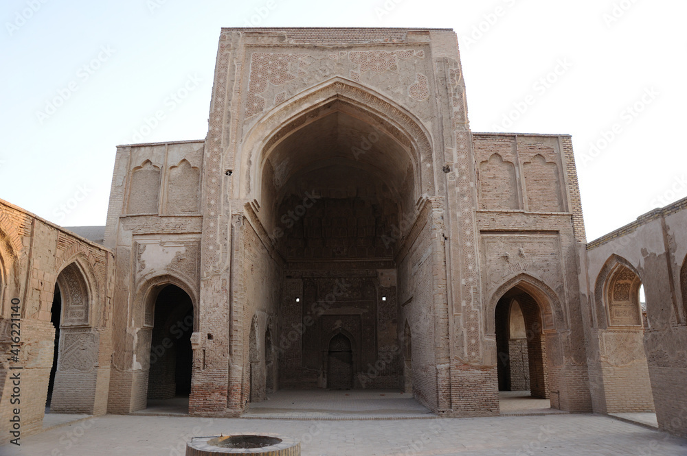 Forumad Friday Mosque was built in the 12th century during the Great Seljuk period. The brickwork in the mosque is striking. Damgan, Semnan Province, Iran.