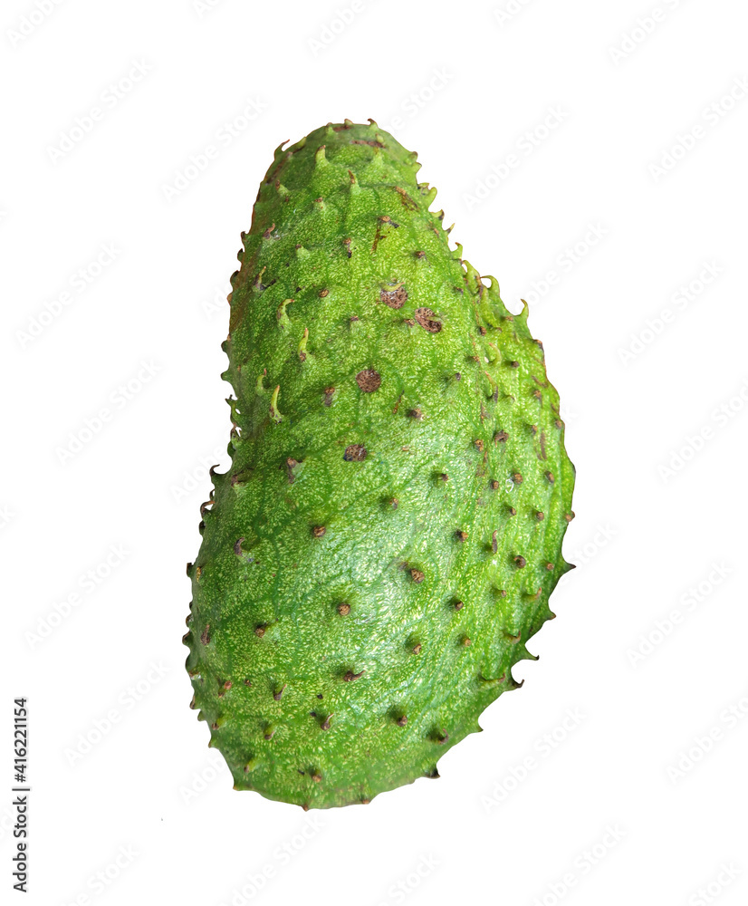 Soursop or guanabana fruit isolated on white background Soursop or guanabana fruit isolated on white background