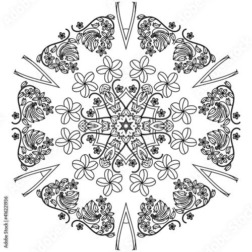 Simple Mandala Shape for Coloring. Vector Mandala. Circular. Flower. Oriental. Coloring Book Page. Outline.
