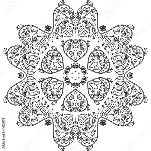 Simple Mandala Shape for Coloring. Vector Mandala. Circular. Flower. Oriental. Coloring Book Page. Outline.
