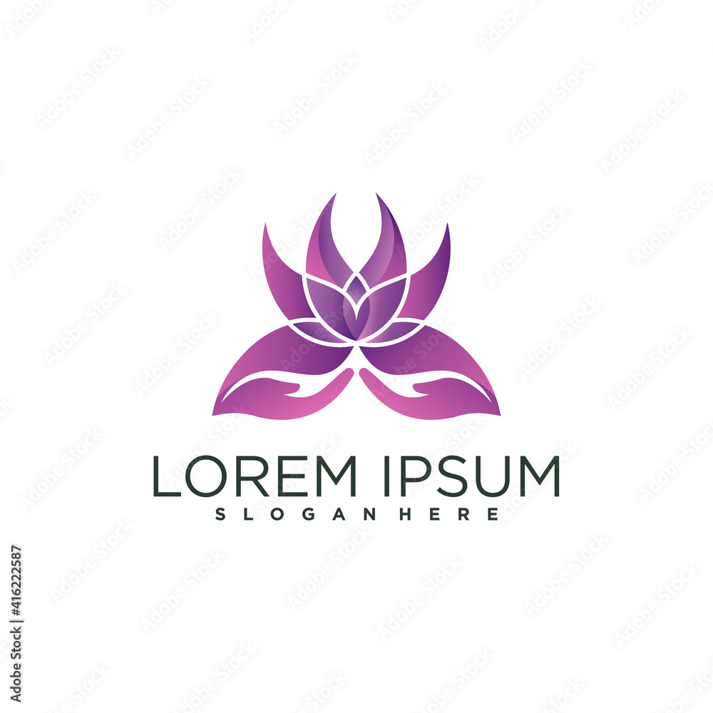 Lotus flower logo with modern concept, gradient colors style Premium Vector. part 1