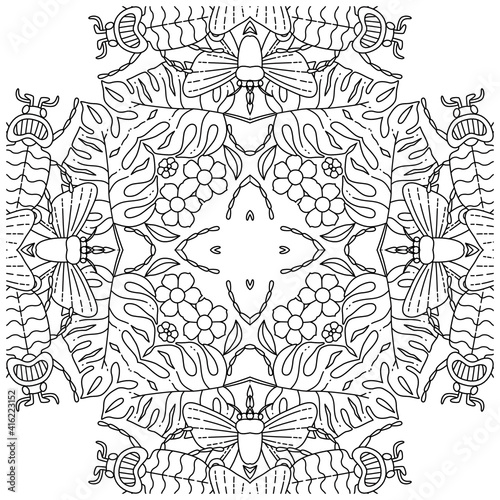 Simple Mandala Shape for Coloring. Vector Mandala. Circular. Flower. Oriental. Coloring Book Page. Outline.
