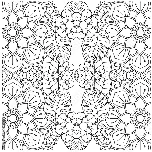 Simple Mandala Shape for Coloring. Vector Mandala. Circular. Flower. Oriental. Coloring Book Page. Outline.
