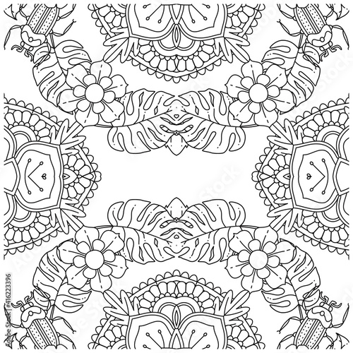 Simple Mandala Shape for Coloring. Vector Mandala. Circular. Flower. Oriental. Coloring Book Page. Outline.

