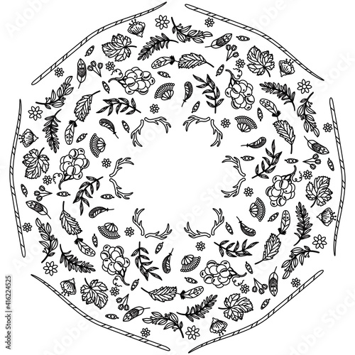 Simple Mandala Shape for Coloring. Vector Mandala. Circular. Flower. Oriental. Coloring Book Page. Outline.
