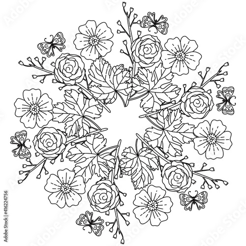 Simple Mandala Shape for Coloring. Vector Mandala. Circular. Flower. Oriental. Coloring Book Page. Outline.
