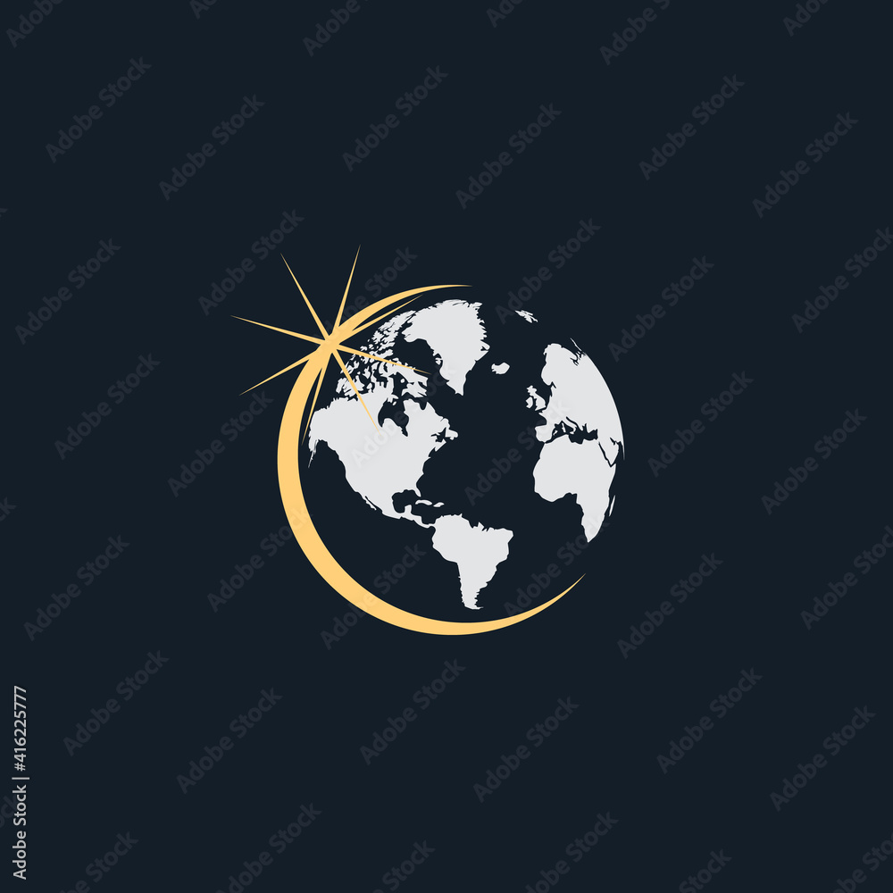 Globe sunshine logo illustration monogram 