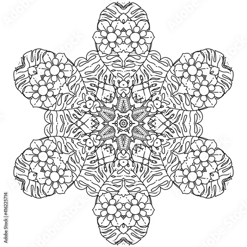 Simple Mandala Shape for Coloring. Vector Mandala. Circular. Flower. Oriental. Coloring Book Page. Outline.
