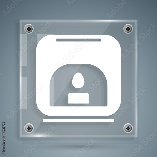 White Aroma lamp icon isolated on grey background. Square glass panels. Vector Illustration.