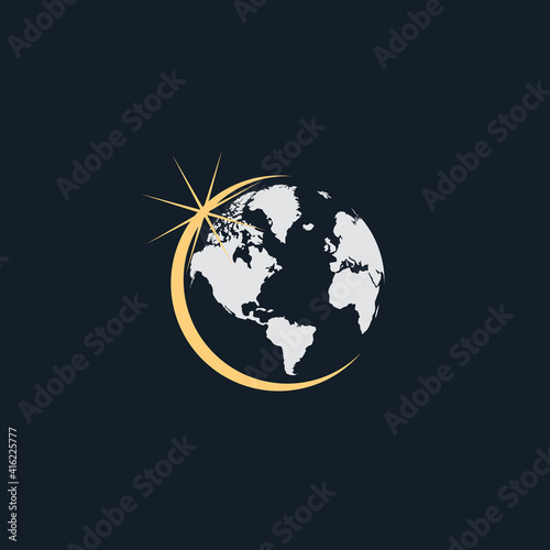 Globe sunshine logo illustration monogram 