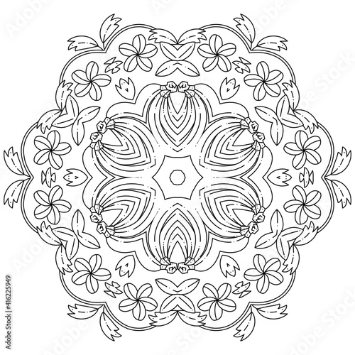 Simple Mandala Shape for Coloring. Vector Mandala. Circular. Flower. Oriental. Coloring Book Page. Outline.
