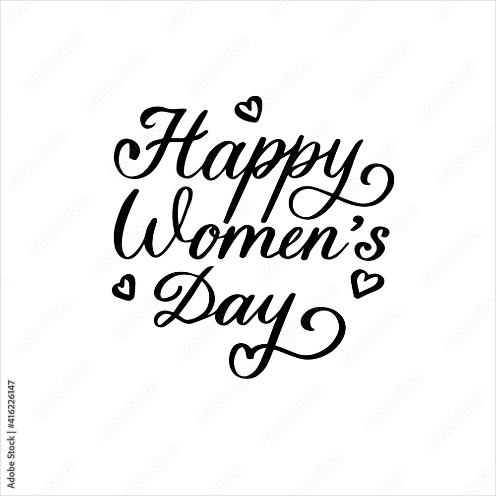 Happy Women's Day Lettering typography poster, print. postcard, design vector illustration