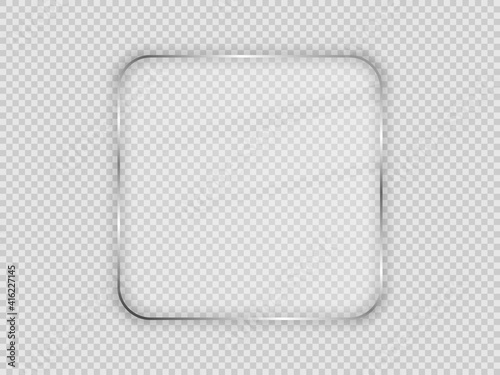 Glass plate in rounded square frame