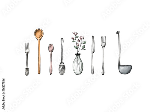 Utensilien für ein Essen