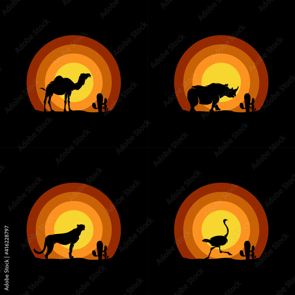 Set of animals logo design template Premium Vector