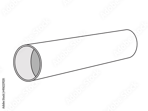 Steel or aluminum pipe in perspective. 
Large-diameter sewer water pipe. 
Vector industrial illustration
