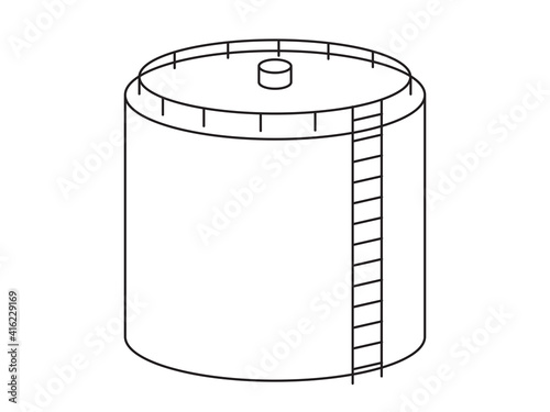 Industrial vector illustration of a petrol, oil, or water tank isolated on 
a transparent background. Round, cylindrical fuel tank model with Metal stairs