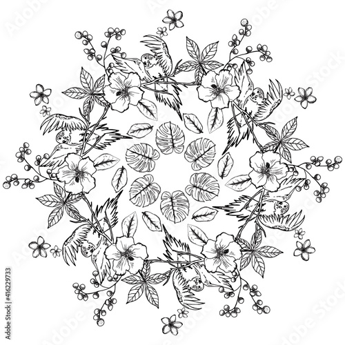 Simple Mandala Shape for Coloring. Vector Mandala. Floral. Flower. Oriental. Coloring Book Page. Outline.
