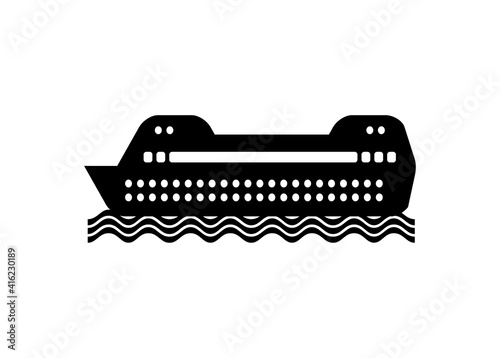 Passenger ship. Simple illustration in black and white