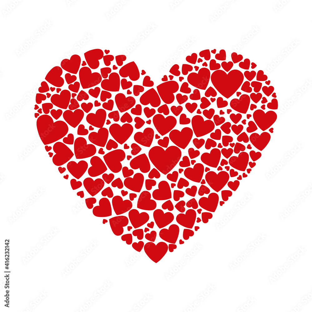 Red Heart on White Background. Love Concept. Vector Illustration