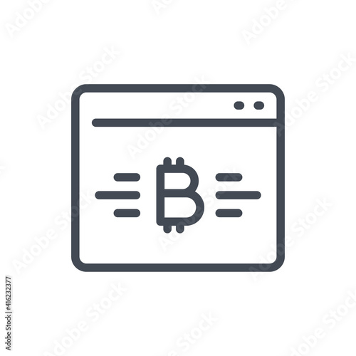 Bitcoin online line icon. Website with bitcoin vector outline sign.