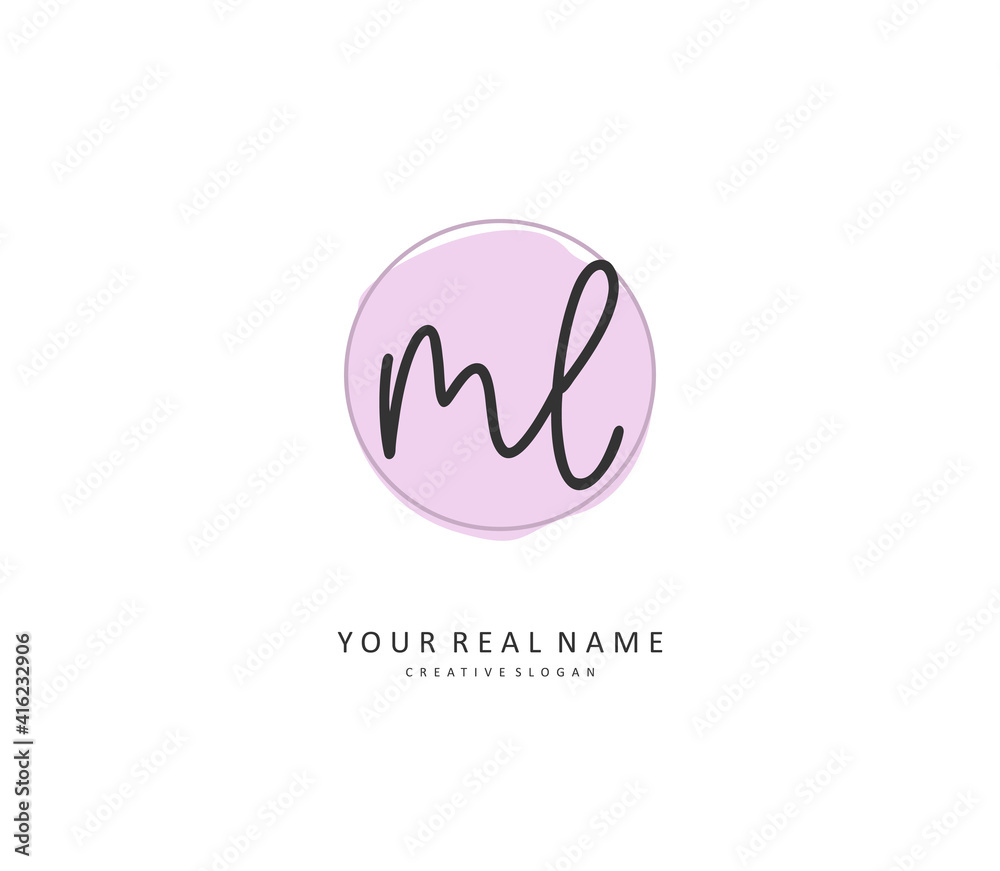 ML Initial letter handwriting and signature logo. A concept handwriting initial logo with template element.