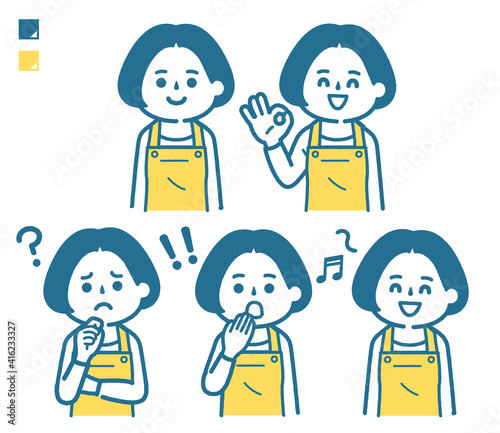 Women's set wearing an apron