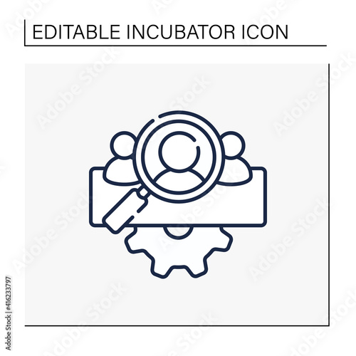Management team identification line icon. Searching for new employees or partners. Enrollment employees as part of team. Team building concept. Isolated vector illustration.Editable stroke