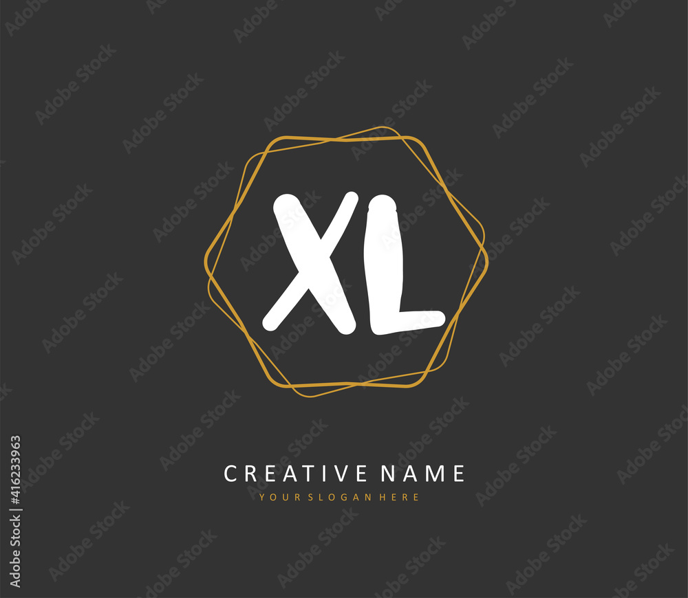 XL Initial letter handwriting and signature logo. A concept handwriting initial logo with template element.