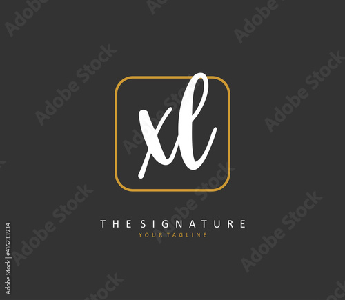 XL Initial letter handwriting and signature logo. A concept handwriting initial logo with template element.