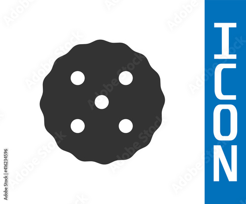 Grey Cookie or biscuit with chocolate icon isolated on white background. Vector.