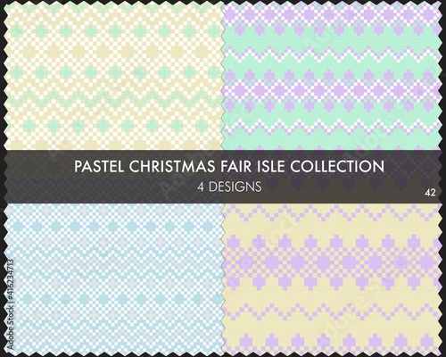 Pastel Christmas Fair Isle Seamless Pattern Collection